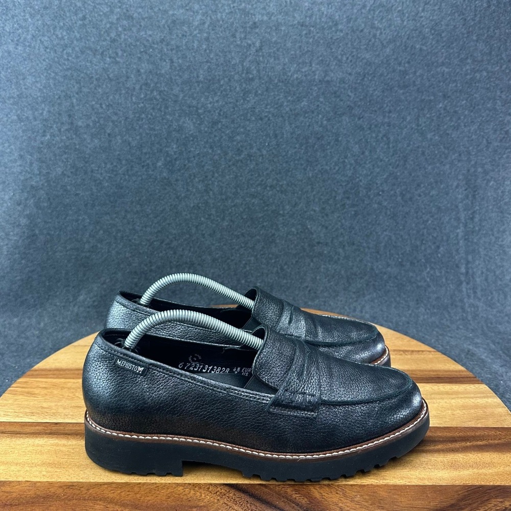Mephisto Shoes Womens 7 Sidney Black Pebbled Leather Loafers